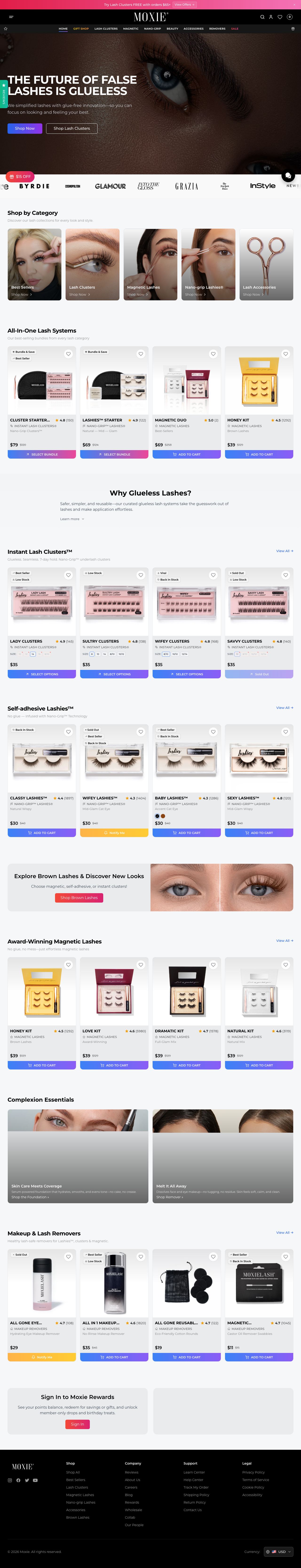 MoxieLash site full-page preview